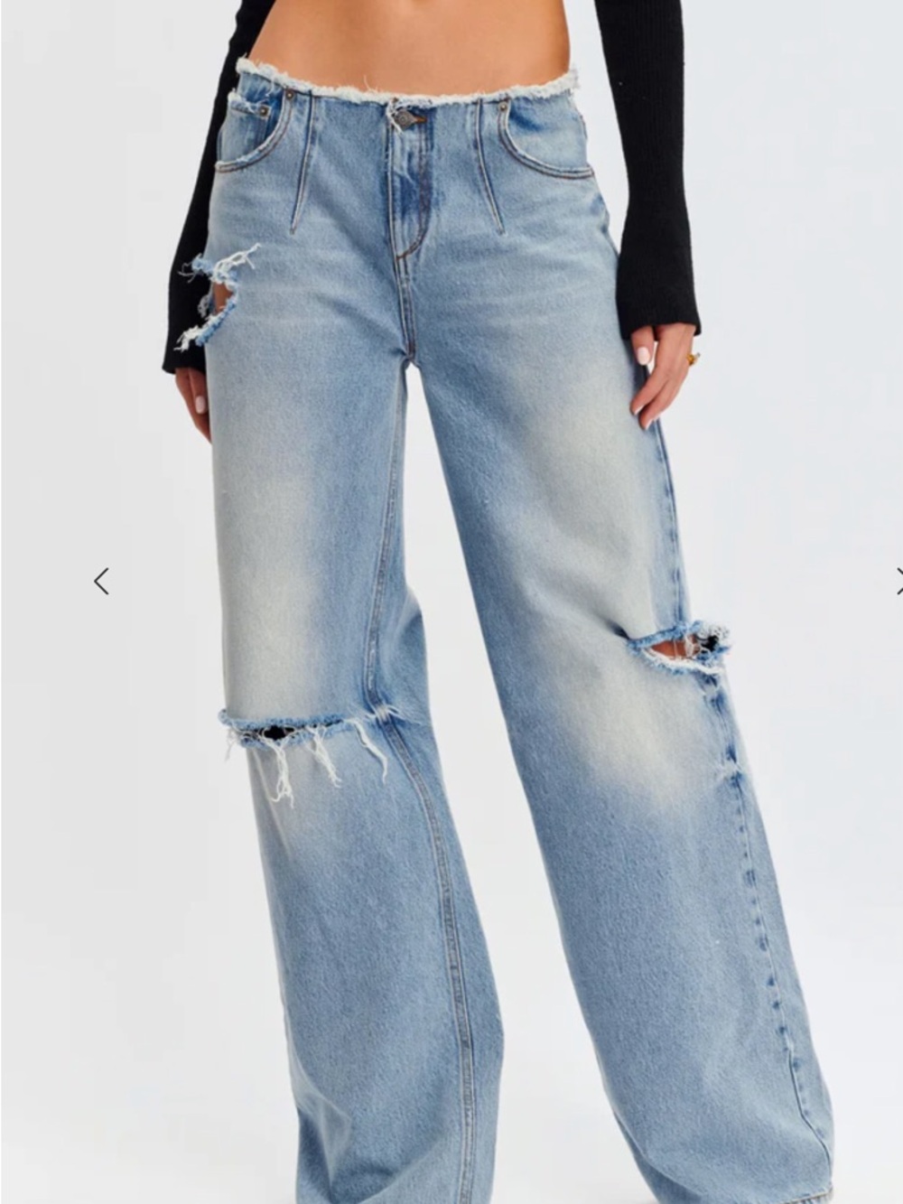 SER.O.YA Light Blue Distressed Wide-Leg Jeans